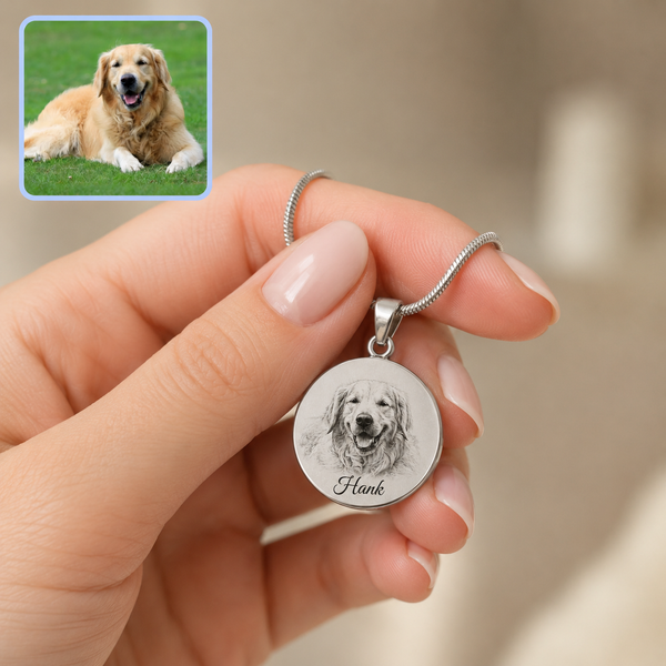 Hand-Drawn Pet Portrait Necklace