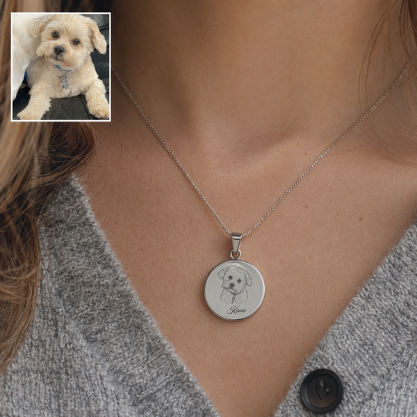 Hand-Drawn Pet Portrait Necklace