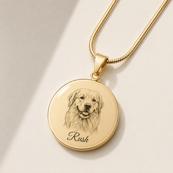 Hand-Drawn Pet Portrait Necklace