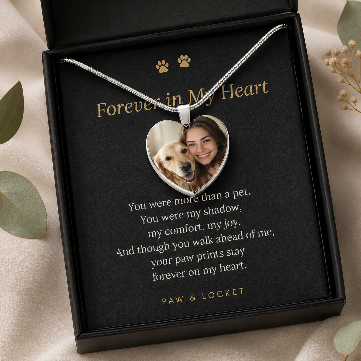 Custom Pet Photo Heart Necklace — Their Face, Close to Your Heart