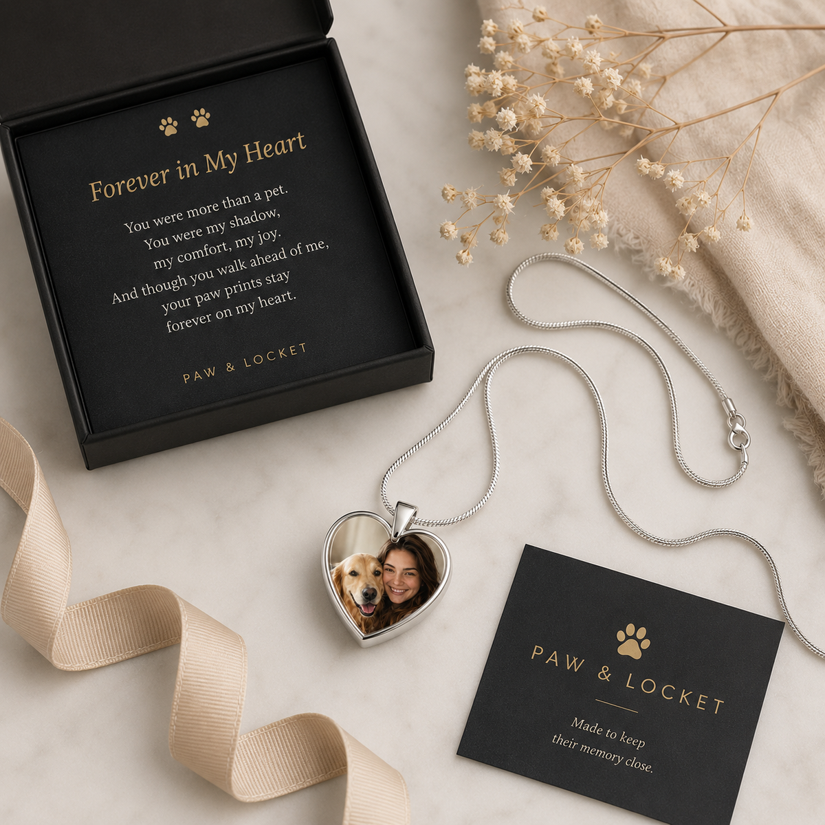 Custom Pet Photo Heart Necklace — Their Face, Close to Your Heart