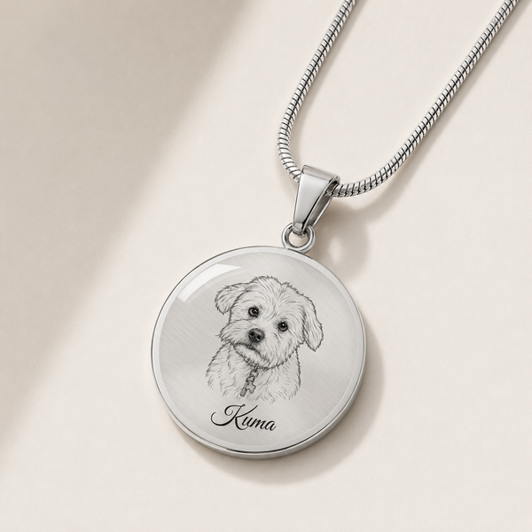 Hand-Drawn Pet Portrait Necklace